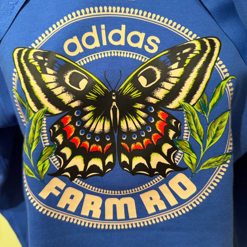 ADIDAS FARM RIO hoodie cropped royal blue XS New With tags! Butterfly - Picture 2 of 9